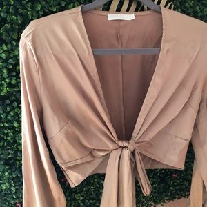 Gold wrap crop top